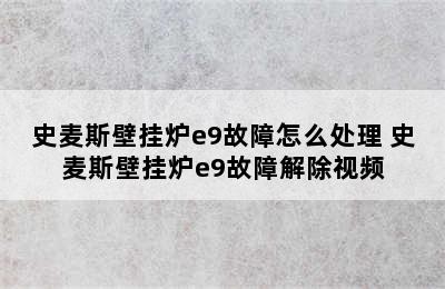 史麦斯壁挂炉e9故障怎么处理 史麦斯壁挂炉e9故障解除视频